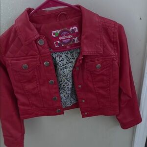 Dollhouse Red Jean Jacket Cropped Corduroy